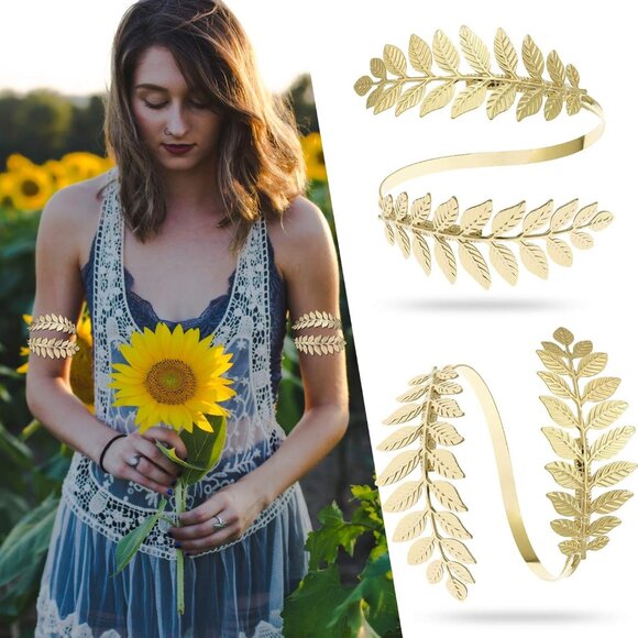 Tree Leaf Cuff Bangle Bracelet Set Adjustable Metal Jewelry for Women - Picture 6 of 7